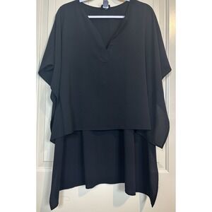 Heyson Hi-Lo Boxy black Short‎ Sleeve Tunic Layer Lagenlook Beach Cruise sz M